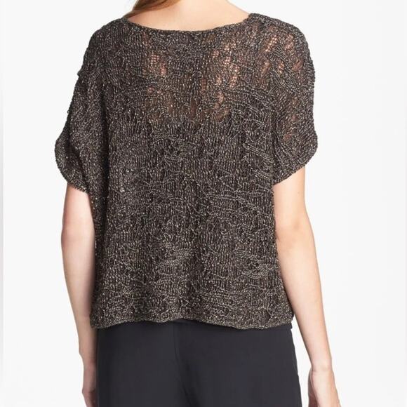 Eileen Fisher Wrapped Sparkle Jacquard Bronze Dolman Box Sweater a size XS - Picture 2 of 7